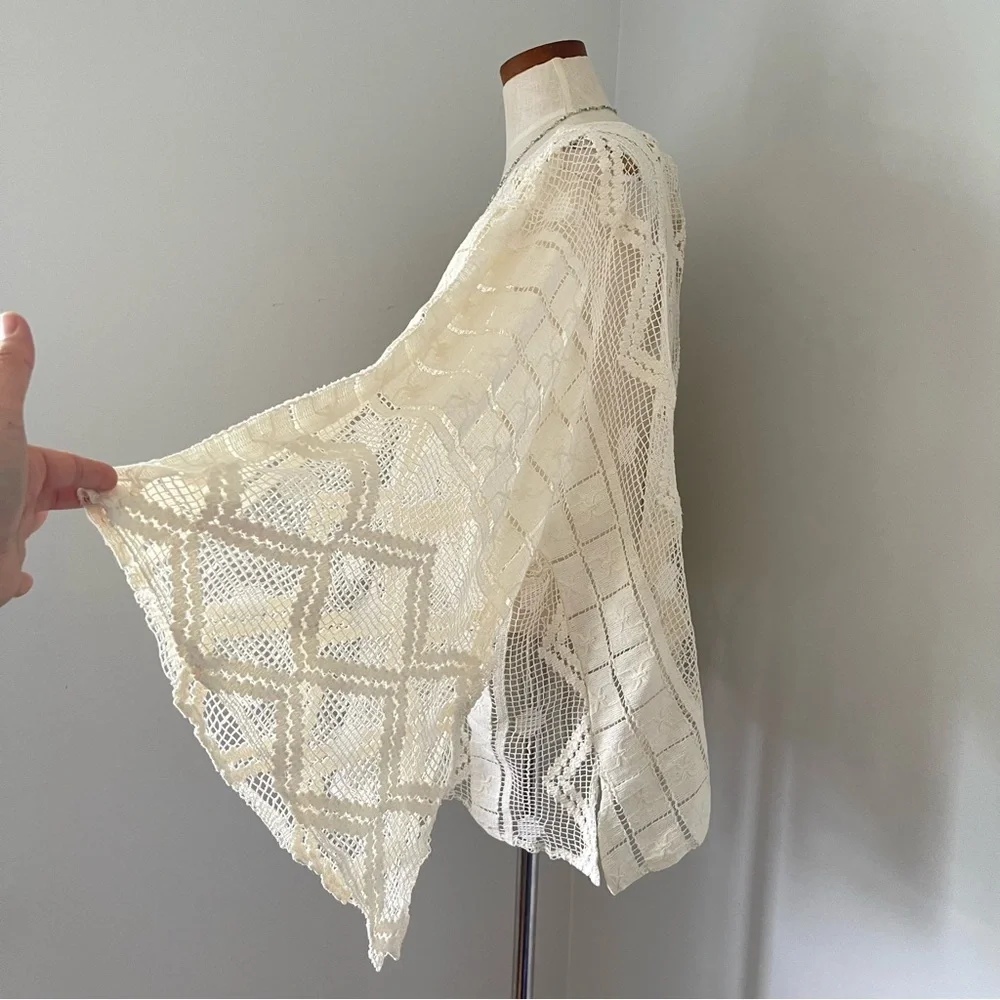 Cottagecore Free People Ivory Off the Coast Lace beach coverup One Size NWOT